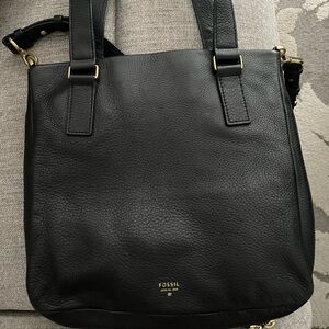 Fossil Black Leather Crossbody/Tote